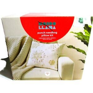 Mondo Llama Punch Needling Pillow Kit Snowflakes Craft Project Winter Home Decor